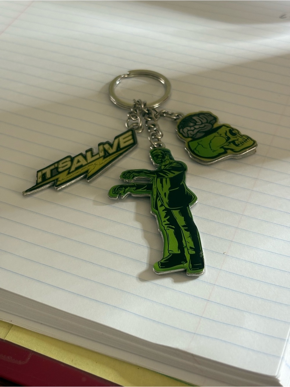 Neon Green Zombie Enamel Keychain Trio